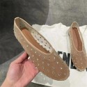 Simple womens ballet shoes casual walking shoes womens rhinestone sliding flat shoes 2024 fashionable mesh flat dance sandals 240605