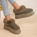 Women sandal Winter Leopard print Bling Bling Fur Slippers Anti Slip Plush Thick Warm Cotton Shoes