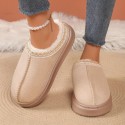 2025 free shipping designer shoes mens flat sandals for women fury slippers winter cotton slippers brown warm thick soled plush slippers sliders slide