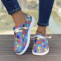 2024 Loafers Christmas Snowman Elk Graphic Print Lace-up Round T Women's Vulcanize Canvas Women Flat Shoes Zapatos