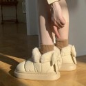 Thick soled fur cotton slippers women's shoes new suede warm snow boots winter popular casual plush butterfly knot cotton shoes