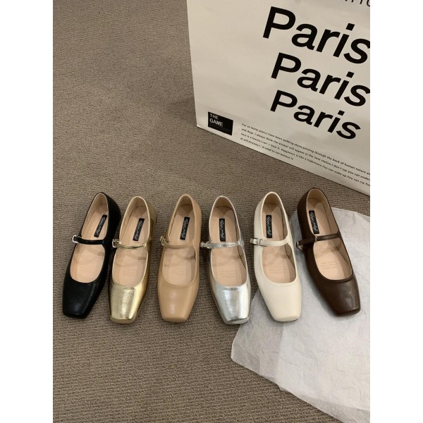 Square head shallow mouth single shoe womens 2023 new spring and autumn Korean version gentle fairy style thick heel Mary Jane shoes 230427