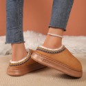 2025 free shipping designer shoes mens flat sandals for women fury slippers winter cotton slippers brown warm thick soled plush slippers sliders slide