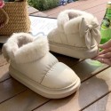 Thick soled fur cotton slippers women's shoes new suede warm snow boots winter popular casual plush butterfly knot cotton shoes