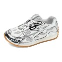 Retro Style Men's Thick Soled Sports Sneakers Men Breathable Casual Silver Lace Up Shoes