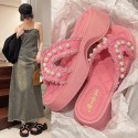 Womens Sandals 2024 Summer Casual Beach Slippers Pearl Platform Fashion Women Shoes 240905