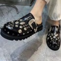 Slippers Pmwrun Summer Women Slippers Platform Punk Rock Leather Mules Creative Metal Fittings Casual Party Shoes Female Outdoor T230410