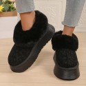 Women sandal Winter Leopard print Bling Bling Fur Slippers Anti Slip Plush Thick Warm Cotton Shoes