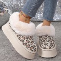 Women sandal Winter Leopard print Bling Bling Fur Slippers Anti Slip Plush Thick Warm Cotton Shoes