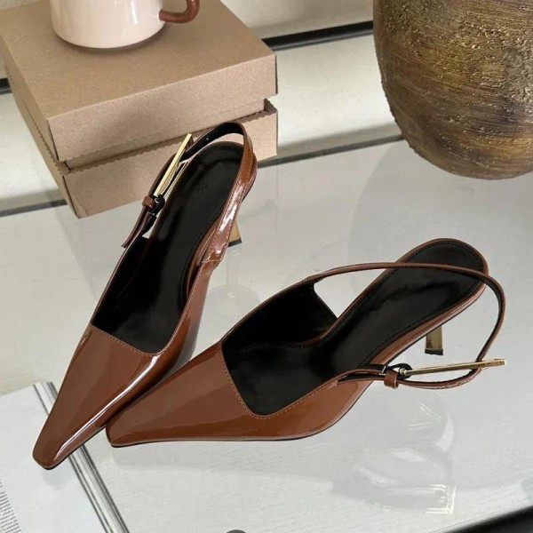 Eilyken Street Style Sexy Pointed Toe Metal Buckle Strap Women Pumps Stripper Sandals Slingback High Heels Female Shoes 240605