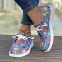 2024 Loafers Christmas Snowman Elk Graphic Print Lace-up Round T Women's Vulcanize Canvas Women Flat Shoes Zapatos