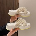 Womens Sandals 2024 Summer Casual Beach Slippers Pearl Platform Fashion Women Shoes 240905