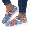 2024 Loafers Christmas Snowman Elk Graphic Print Lace-up Round T Women's Vulcanize Canvas Women Flat Shoes Zapatos