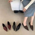 2025 hot free shipping designer shoes for womens leather shoes brown black red New pointed flat heel soft soled leather shoes