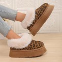 Women sandal Winter Leopard print Bling Bling Fur Slippers Anti Slip Plush Thick Warm Cotton Shoes