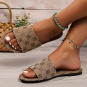 2024 Women slipper Summer Sandals Grey Brown Pink Flat Shoes Outdoor Flower Sandals Beach Shoes