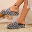 Women slipper Summer Sandals Grey Brown Pink Flat Shoes Outdoor Flower Sandals Platform Beach Shoes